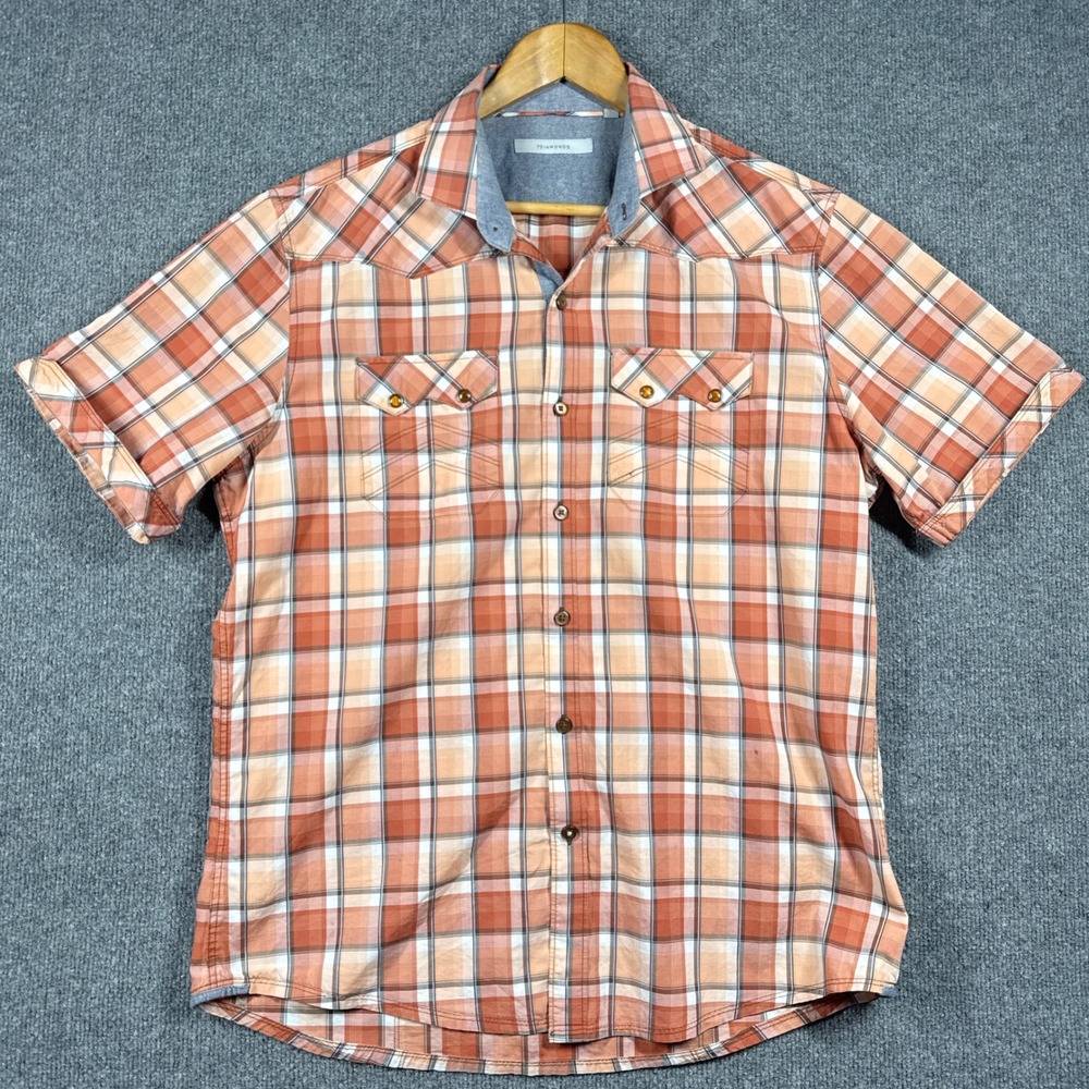 7Diamonds Shirt Mens Extra Large Western Double Pearl Snap Plaid 100% Cotton